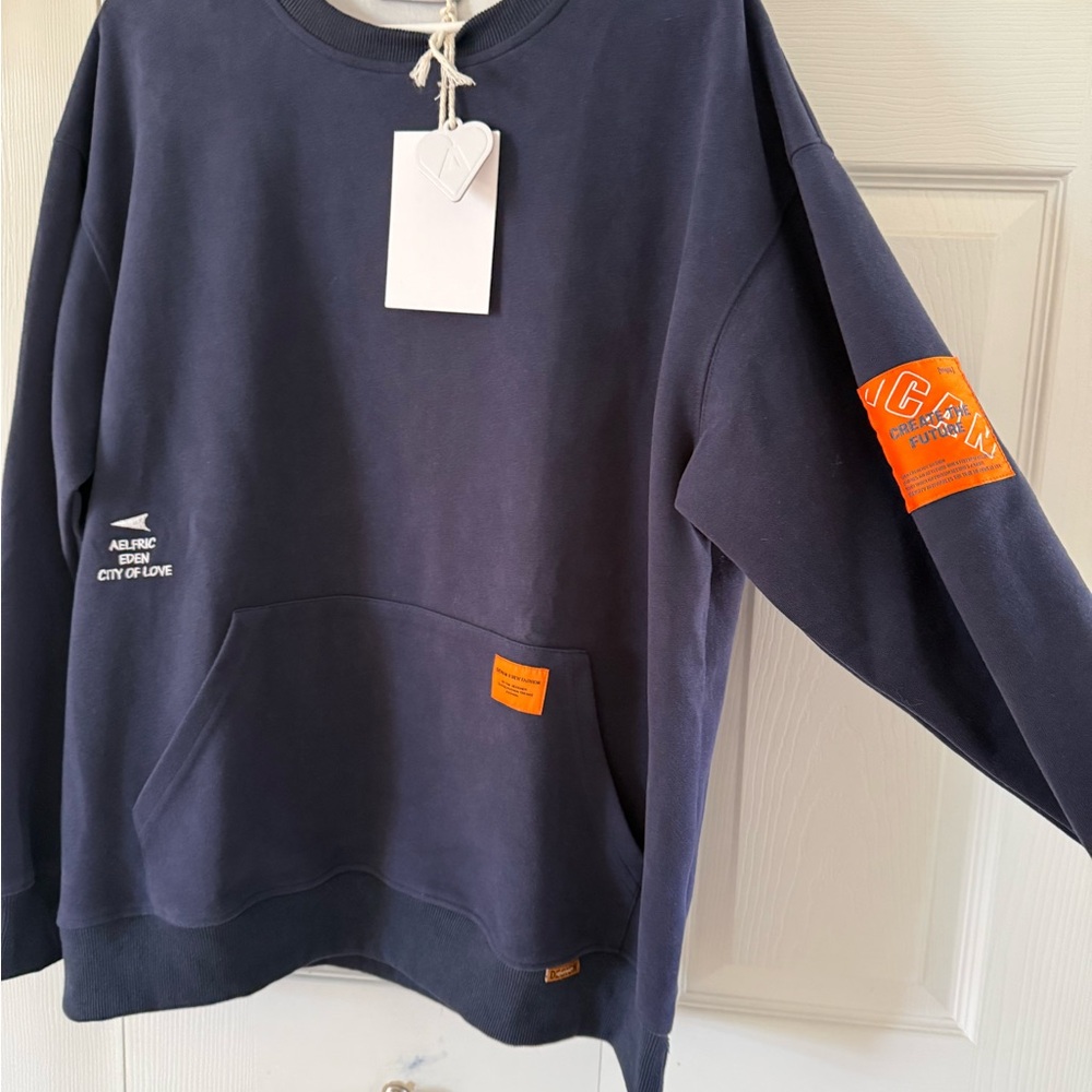 Aelfric Eden Navy Crewneck with Pockets. NWT